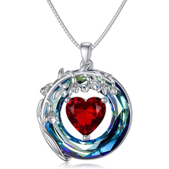 Birthstone Necklace for Women 925 Sterling Silver Birth Month Flower Nec… - Picture 2 of 15